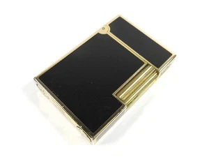 Dupont Vintage Gatsby China Schwarz Lack Lack Roller Gas Feuerzeug Gelbgold - Bild 1 von 10