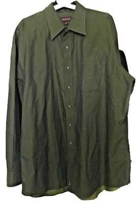 Camisa de vestir Nordstrom para hombre verde oscuro 100 % algodón manga larga cuidado inteligente 17-35 Foto 1 de 4