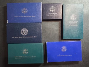 Lot of Six Commemorative Proof Silver Dollars with Boxes/COA'S - Picture 1 of 4