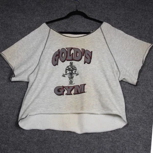 Vintage Gold's Gym Cropped Sweatshirt Womens XL Cutoff Workout Top Gray - Picture 1 of 7