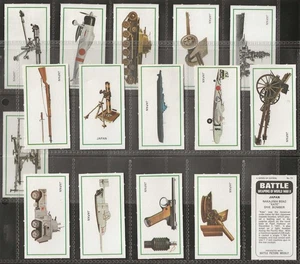 BATTLE PICTURE CARDS-FULL SET- WEAPONS OF WORLD WAR II 1975 (JAPAN 16 CARDS) - Picture 1 of 4