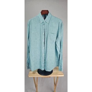 Title: Mango Men's 100% Linen Button-Up Shirt, Size S, Light Teal - Picture 1 of 3