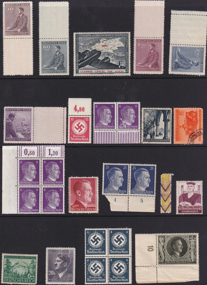 Lot Stamps Germany WWII Revenue Legion Hitler Bohemia Airplane M F - Image 1 of 1