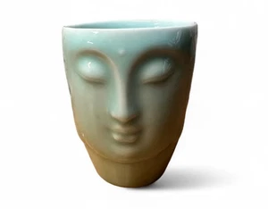 Face Mug Planter Vase Light Baby Blue Unique - Picture 1 of 7
