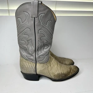 VINTAGE Tony Lama Boots Mens 11 D Gray Lizard Western Boots - Picture 1 of 18