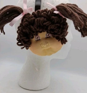 Cabbage Patch Kids Brown Hair Brown Eyes Pink Bows Ear Muffs for Child Vintage - Picture 1 of 11
