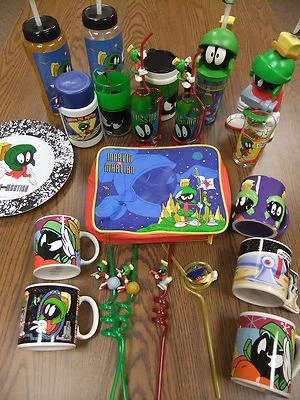 Marvin The Martian BIG LOT Coffee Crazy Straw Glass Plate Lunch Box Travel Cup - Image 1 of 4
