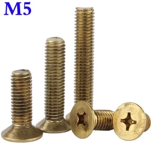 M5 - 0,8 Metrisch Massivmessing Kreuzschlitz Senken Flachkopf Maschinenschrauben Schrauben - Bild 1 von 15