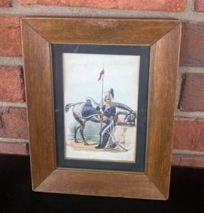 Vintage Framed Military Picture/Print Of Soldier and Horse - Picture 1 of 12