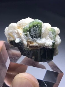Green Cap Tourmaline With Quartz On Rose Muscovite From Chamachu Pegmatites - Picture 1 of 12
