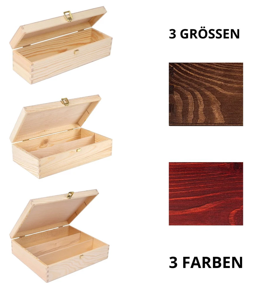 Creative Deco Wein-Kiste aus Natürliches Holz | Wein-Box für 1/2/3 Flaschen  - Bild 1 von 1