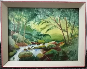 Pintura Original Paisaje Riverbank Brook Firmado Enmarcado Años 40 Dempster - Imagen 1 de 15