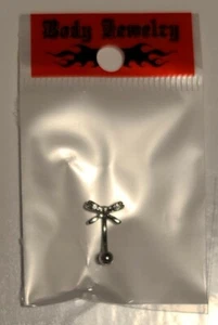 CZ Paved Top 316L Surgical Steel Eyebrow Ring/Curved Barbells - Picture 1 of 1