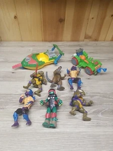 Lot Of 5 Vintage TMNT Teenage Mutant Ninja Turtles Figures & 2 Vehicles  - Picture 1 of 11