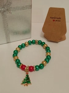 Festive, Multicolored, Novelty, Handmade Beaded Christmas Charm Bracelets - Picture 1 of 1