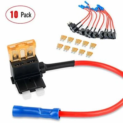 Nilight 10Pack Holder 12V Add-a-Circuit TAP Adapter Blade Fuse Set Trucks Boats - Image 1 of 4