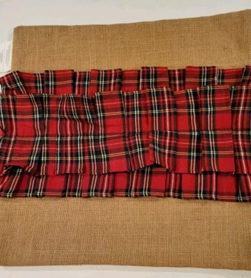 Pillow Cover Burlap Red Plaid Ruffle 17 x17 Holiday Xmas NWT - Image 1 of 3