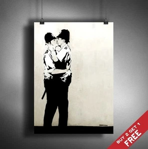 A3 PÓSTER DE POLICÍA DE COPEROS BESOS BANKSY Graffiti Arte Callejero Impreso Imagen - Imagen 1 de 3
