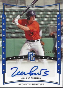 2014 Leaf Perfect Game Showcase Autographs Blue #AWB1 Willie Burger Auto /25