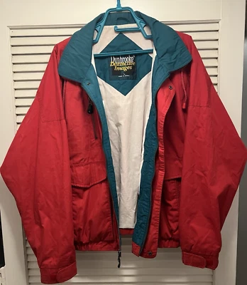 Chaqueta cortavientos Dunbrooke vintage años 90 roja verde cremallera con cordón talla grande Foto 1 de 4