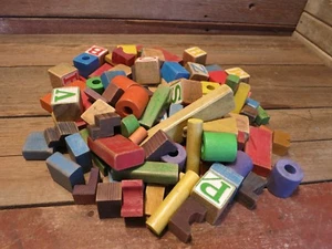 Vintage LARGE Lot Wood Architectural Building Blocks & Letter Blocks! - Picture 1 of 6