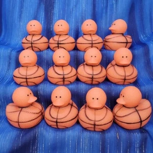 12 Textured Basketball Rubber Ducks Birthday Party NEW - Picture 1 of 4