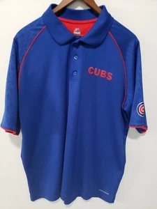 Chicago Cubs Polo Shirt Mens XL Majestic Cool Base MLB Baseball Stretch - Picture 1 of 8