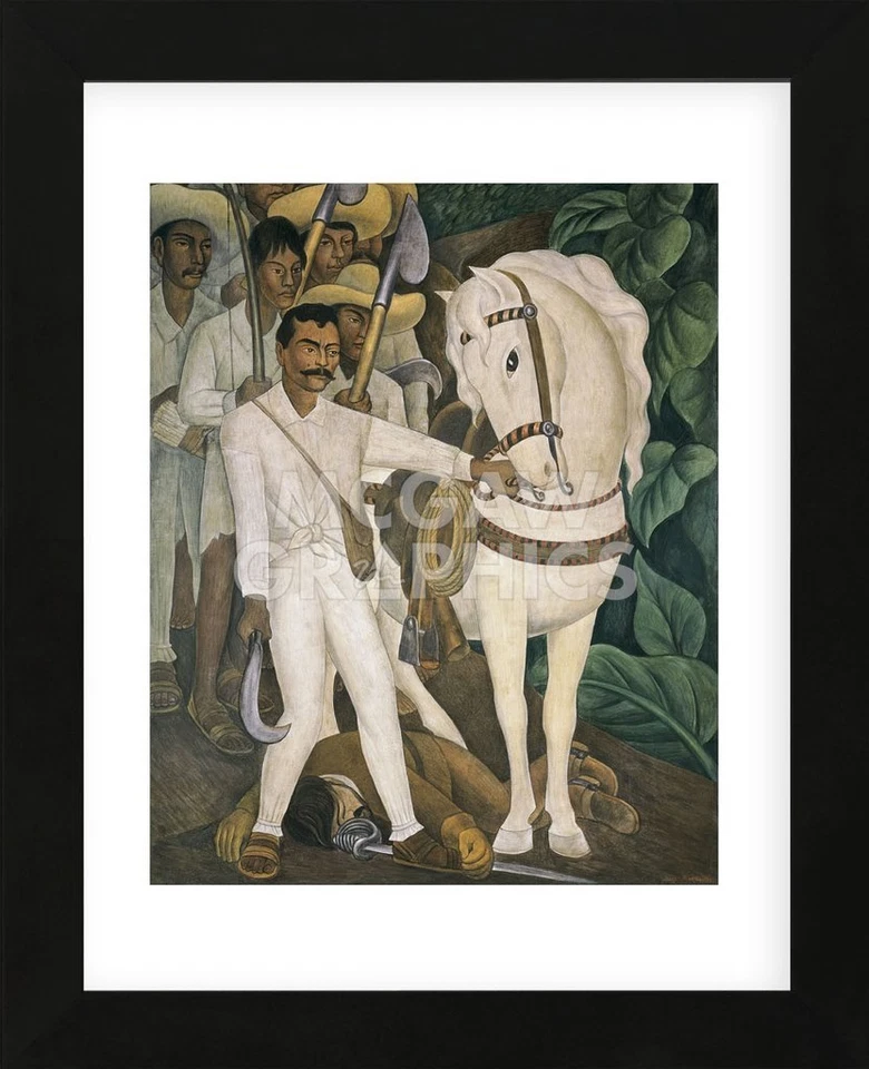 ARTE ENMARCADO Líder Agrario Zapata por Diego Rivera Caballo Impresión Marco 13x16 Foto 1 de 1