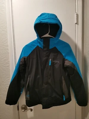 Columbia Down hooded Jacket Youth Size 14/16 Hooded Blue — 第 1/4 张图片