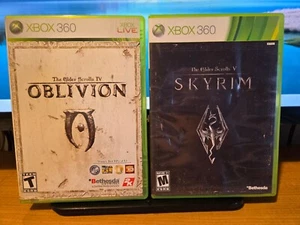 The Elder Scrolls IV Oblivion & V Skyrim (Xbox 360 Lot) Complete - Picture 1 of 16