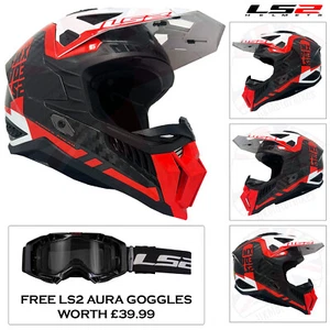 LS2 MX703 VICTORY X-FORCE CARBON FIBRE OFF ROAD MOTORCYCLE HELMET ECE22.06 DOT - Picture 1 of 8