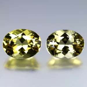 3,25 kt (2 Stck.) PASSENDES PAAR ovaler Schnitt (9 x 7 mm) gelb Helioder Beryll echt - Bild 1 von 2