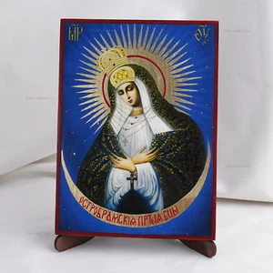 UNSERE DAME vom TOR der Morgenröte Orthodoxe Holzikone Christian Остробрамская 6,7x9" - Bild 1 von 3
