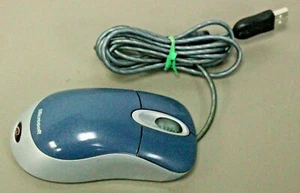 EX+ Microsoft Optical Mouse Blue USB Wired Scroll Wheel X08 72983 58724 Windows - Picture 1 of 10