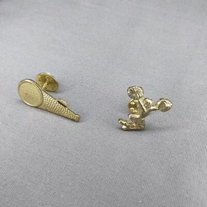 Cheerleading Cone Cheerleader Gold-Toned Varsity Jacket Lapel Pins - Picture 1 of 2
