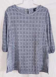 Focus Casual Life Top Tunika Gr. M 100% Baumwolle blau bestickt Denim Waschung Taschen - Bild 1 von 7