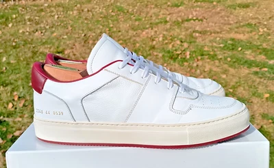 Common Projects Achilles Low  44EU 11/11.5US White/Red 2348 w/ COA EUC $450 - Image 1 of 4