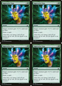 4x MTG 2018 AGGRESSIVE URGE - INSTANT - MAGIC CARD x4 copies - Picture 1 of 2