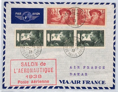FRANCE Air Mail Cover Paris-Dakar Senegal 1938 {samwells-covers}YZ338 - Image 1 of 4