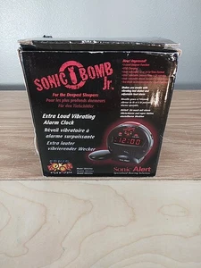 Sonic Bomb Vibrating Alarm Clock with Bed Shaker BLACK Model SBJ525ss NOB - Picture 1 of 12