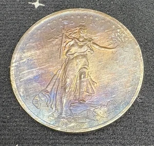 De colección 1 Onza Troya Plata Redonda Libertad En Frente Peace Eagle En Espalda Bonito Tono - Imagen 1 de 4