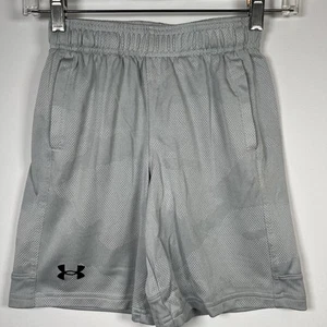UA Under Armour Boys YS Small Gray Camouflage Athletic Gym Shorts Pockets K - Picture 1 of 8