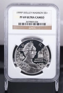 Certified 1999-P Silver $1 NGC PF69 Ultra Cameo Dolley Madison  - Picture 1 of 4