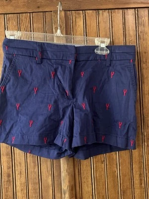 BRITISH KHAKI Lobster Embroidered Navy Chino Shorts Women's US 2 - Image 1 of 4