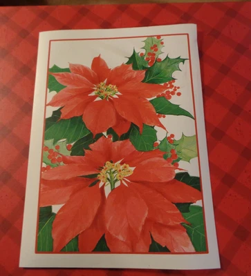 Lot of 9 Light weight Red Poinsettia Christmas Greeting cards # 72 - Image 1 of 4