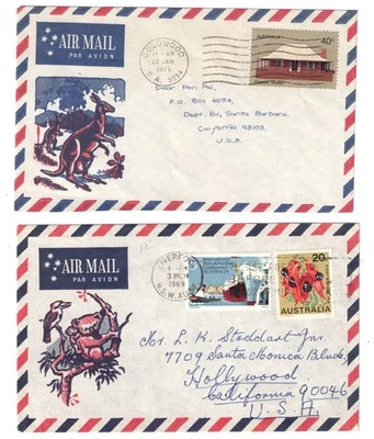 批量 2 件 澳大利亚 Aerogrammes Different Cachets 1969,1976 — 第 1/2 张图片