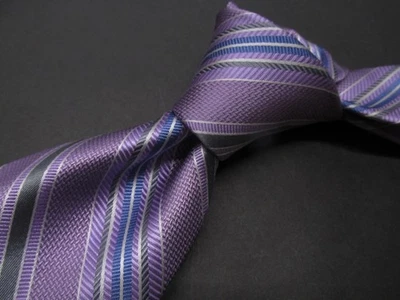 Corbata Robert Talbott Best Of Class lavanda Repp rayas seda texturizada EE. UU. CC37 Foto 1 de 4