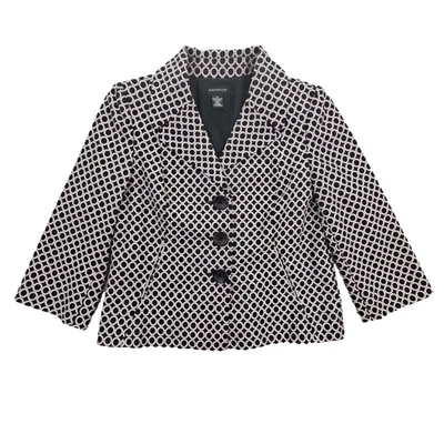 Rafaella Geometric Blazer Coat Jacket Women's Size 10 Black & White Old Money - Image 1 of 4