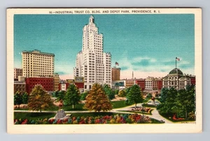 Providence RI-Rhode Island, Industrial Trust Bldg., Depot Park Vintage Postcard - Picture 1 of 2
