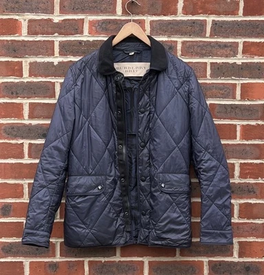 Burberry Brit Mens Quilted TOWNSEND Jacket SMALL Blue Leather Elbow patches - Image 1 of 4